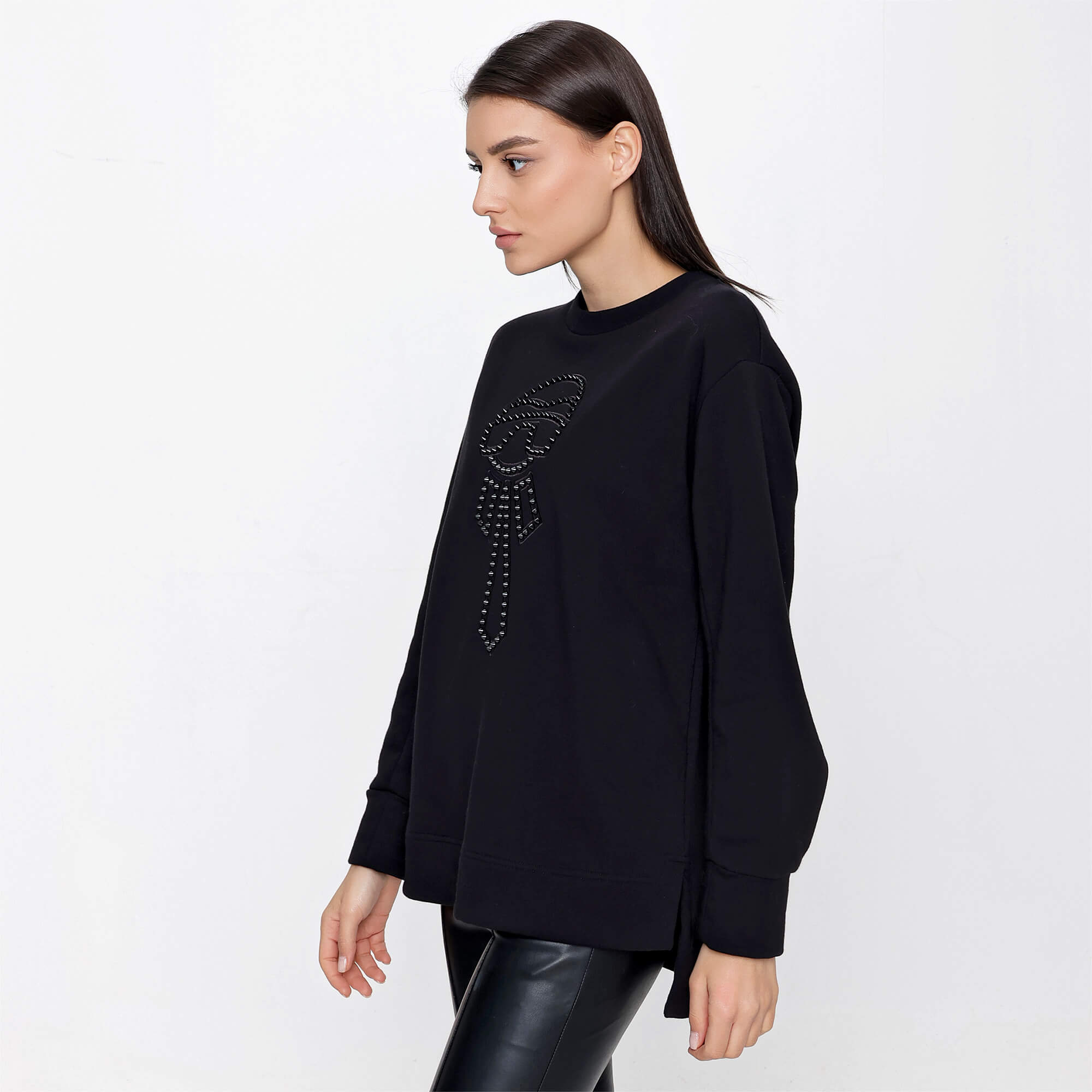 Fendi - Black Cotton Blend Spiked Karlito Sweatshirt